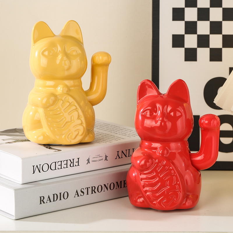 Work Office Furniture - Chat en céramique porte-bonheur à bras